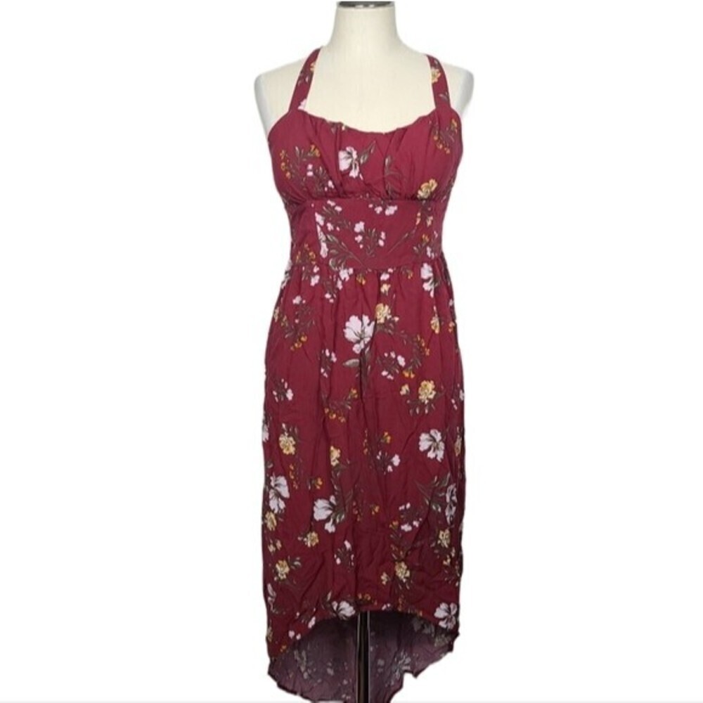 No Boundaries Sundress Floral Criss Cross Strap High Low Dress S Juniors 3-5